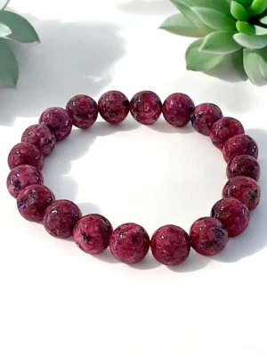 Bracelet Fantaisie Effet Pierre Agate Rouge & Noir Imitation – Look Puissant