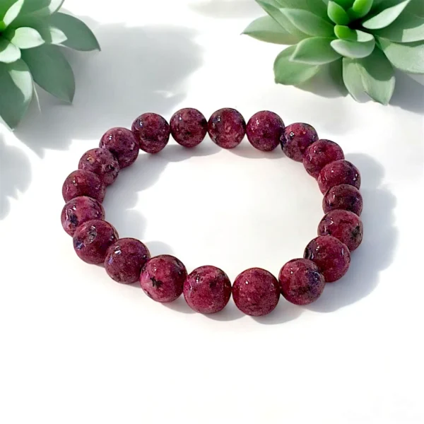 Bracelet Fantaisie Effet Pierre Agate Rouge & Noir Imitation – Look Puissant