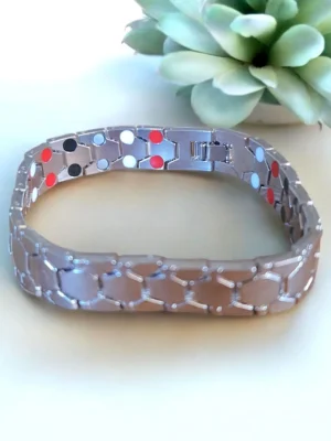 Bracelet magnétique en acier inoxydable Argent