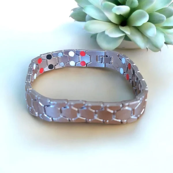 Bracelet magnétique en acier inoxydable Argent