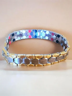 Bracelet magnétique en acier inoxydable Or et Argent