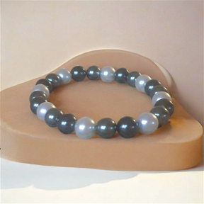 Bracelet Fantaisie Effet Pierre Hématite & Perles de Culture – Élégance & Modernité
